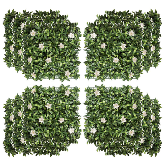 Outsunny 12PCS Artificial Boxwood Wall Panels Rhododendron Privacy Fence Screen in Green