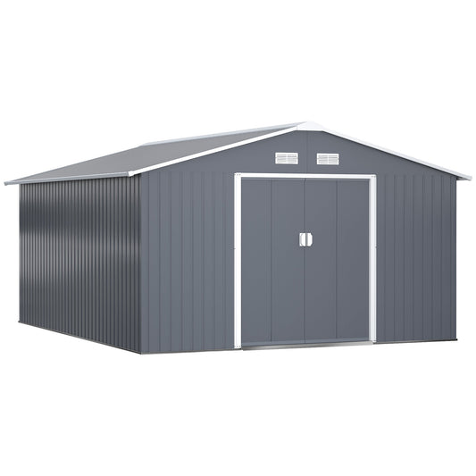 Outsunny Metal Garden Shed in Grey