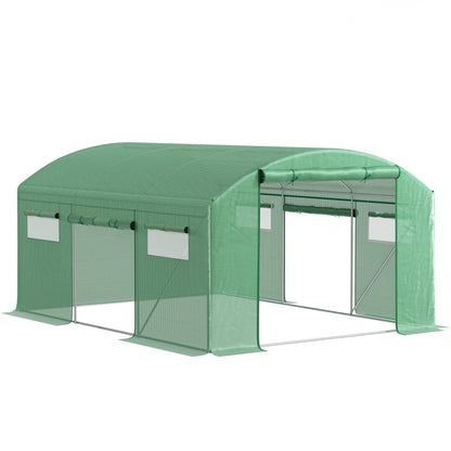 Outsunny Walk-In Polytunnel Greenhouse in Green