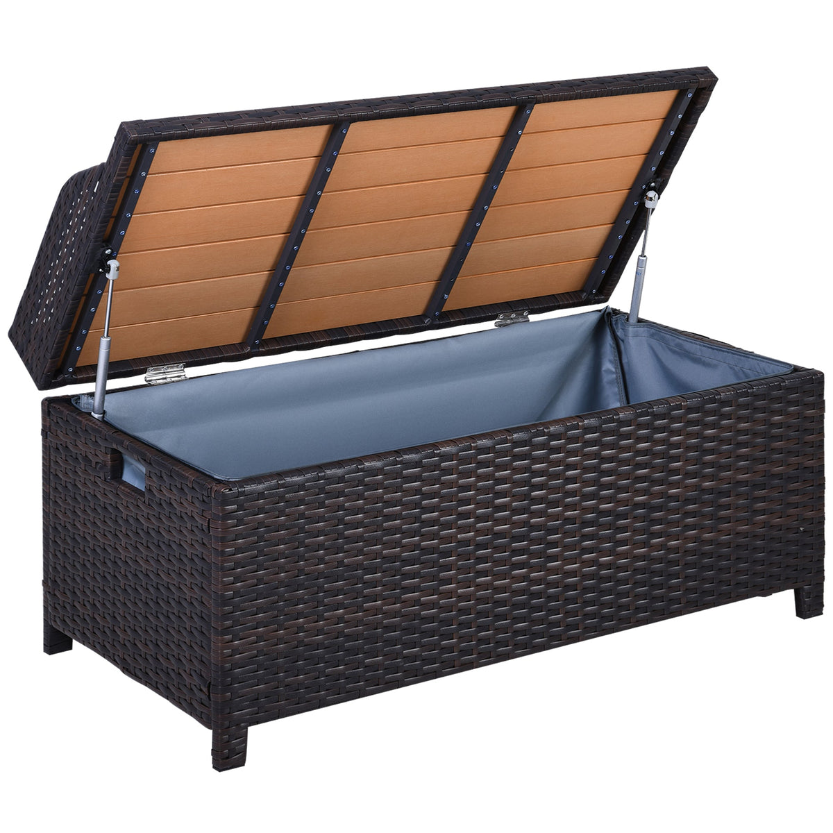 Outsunny 130 L Rattan Garden Storage Box in Mixed Brown