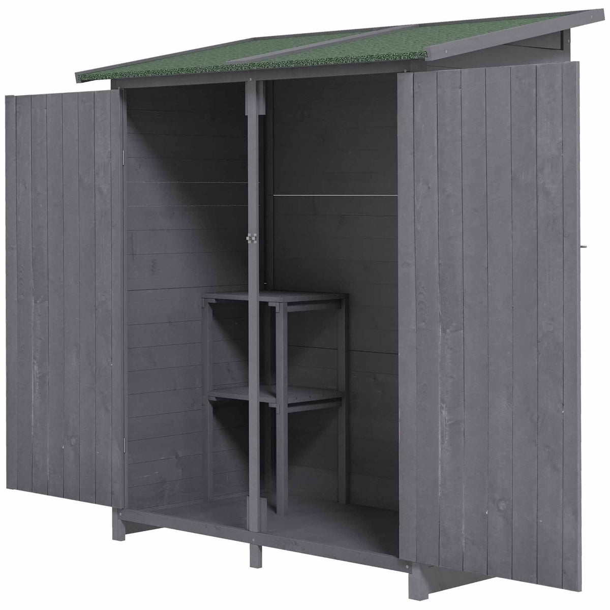 Outsunny 139 x 75 Fir Wood Garden Shed in Grey