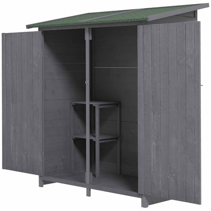 Outsunny 139 x 75 Fir Wood Garden Shed in Grey