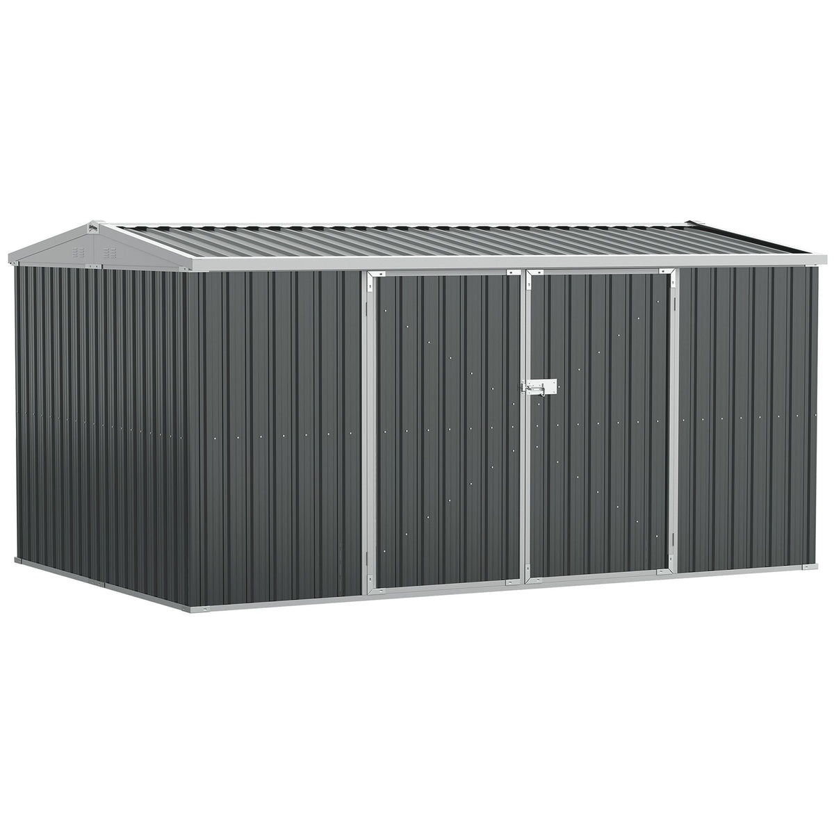 Outsunny Outdoor Garden Metal Storage Shed with Lockable Door in Grey