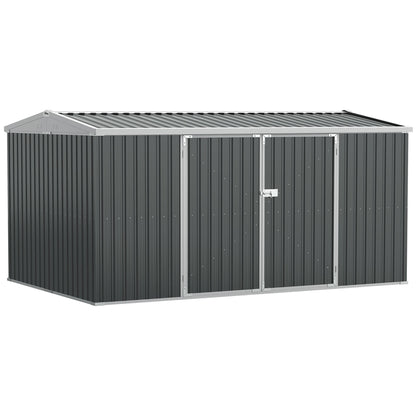 Outsunny Outdoor Garden Metal Storage Shed with Lockable Door in Grey