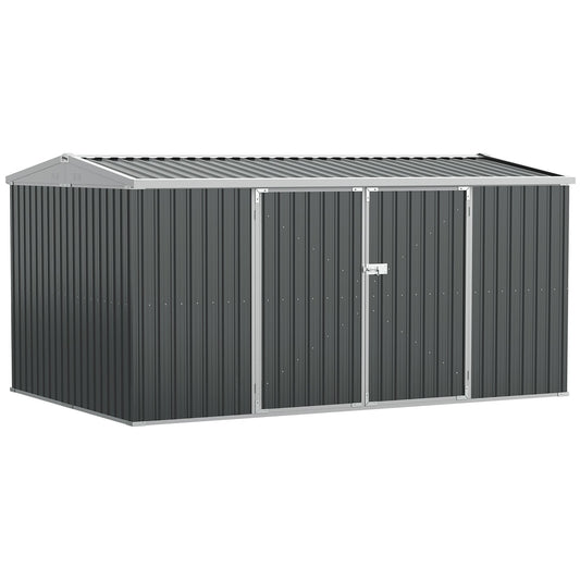 Outsunny Outdoor Garden Metal Storage Shed with Lockable Door in Grey