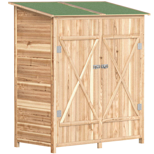 Outsunny 140 x 75 Fir Wood Garden Shed in a Natural Wood Finish