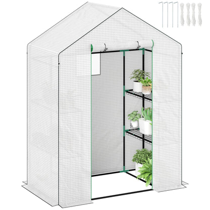 Outsunny Walk-In Greenhouse in White