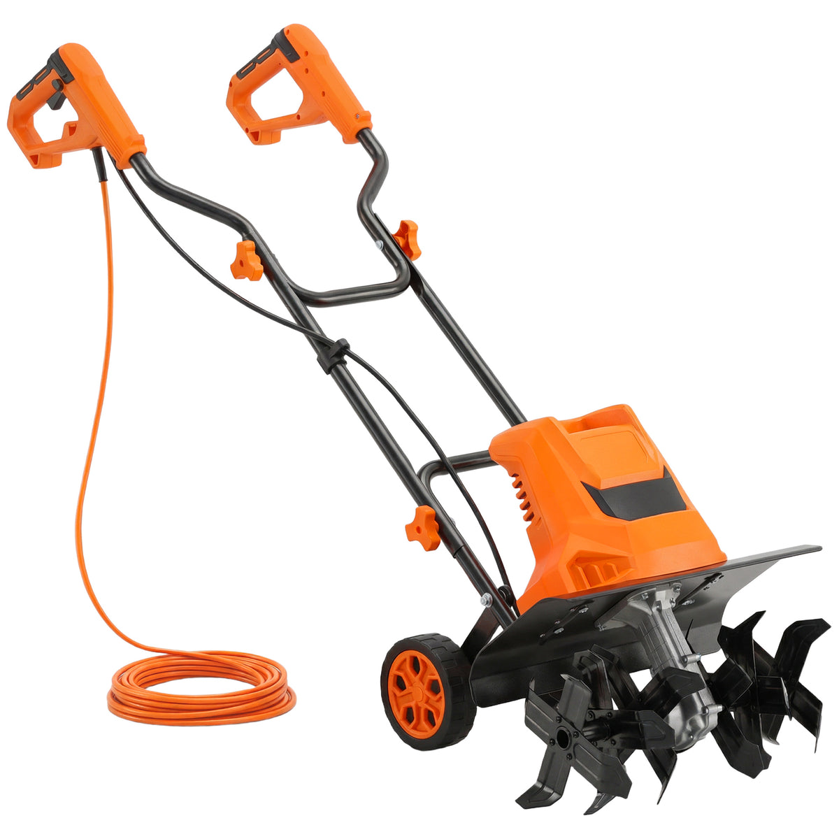 Outsunny 1500W Electric Garden Tiller w/Foldable Handle in Orange