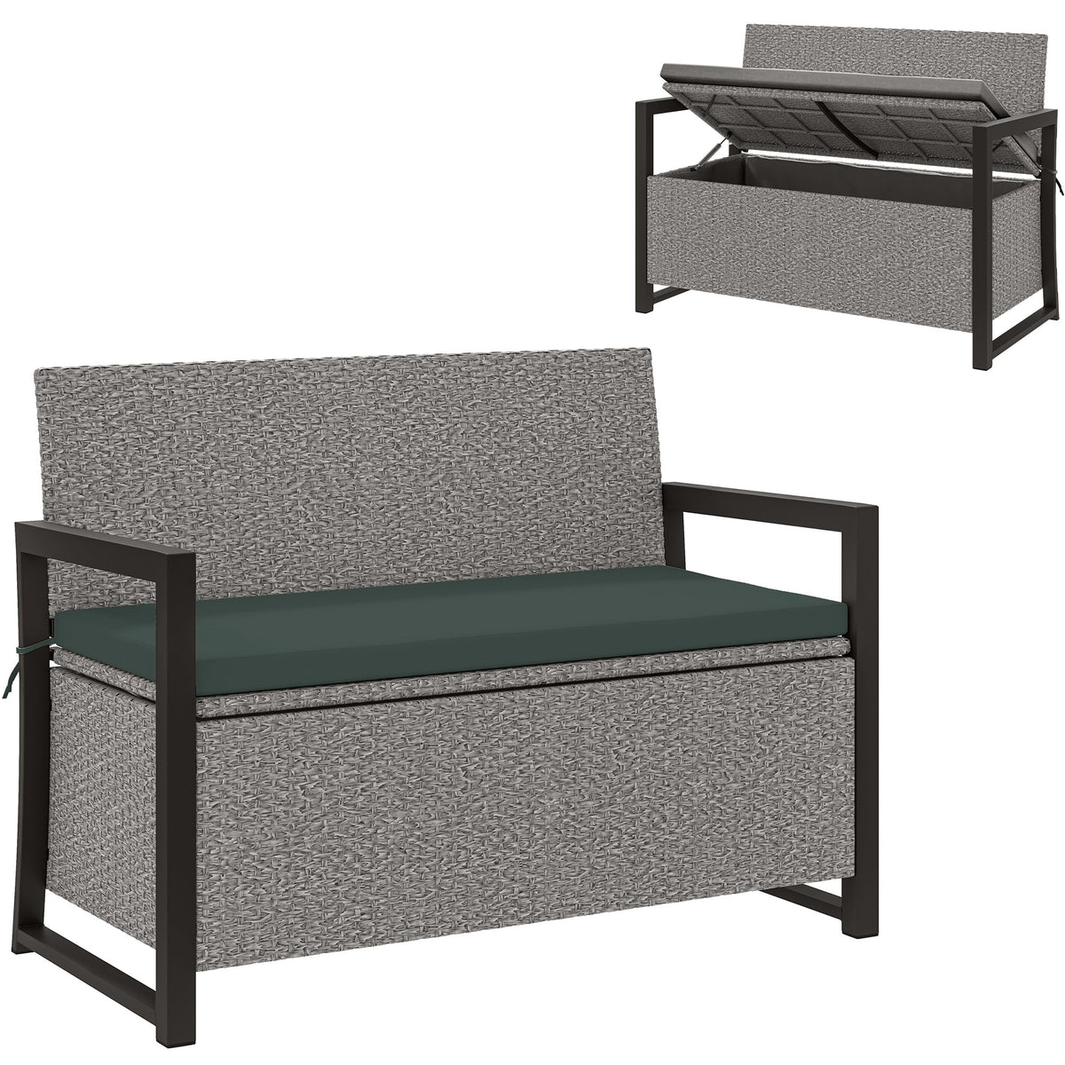 Outsunny 151.5L Storage Garden Bench in Grey