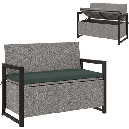 Outsunny 151.5L Storage Garden Bench in Grey