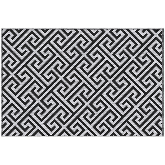 Outsunny Outdoor Rug in Black and White
