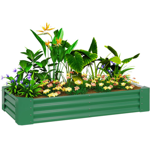 Outsunny Galvanised Steel Open Planter in Green
