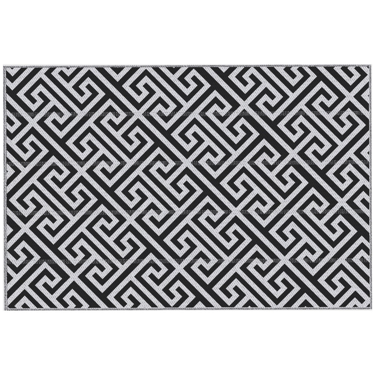 Outsunny Outdoor Rug in Black and White