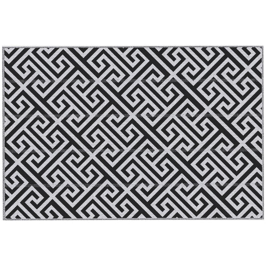 Outsunny Outdoor Rug in Black and White