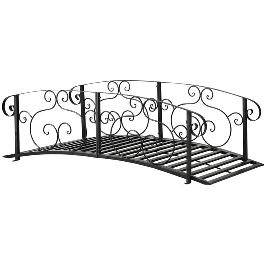 Outsunny 184cm Metal Arch Garden Bridge in Black
