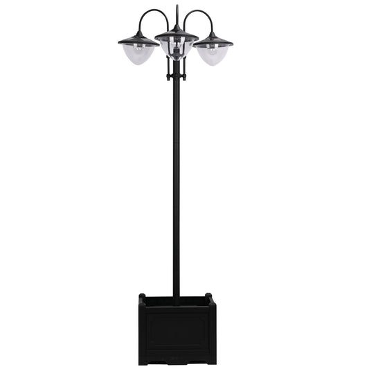 Outsunny 189cm 3-head Solar Lamp Post in Black