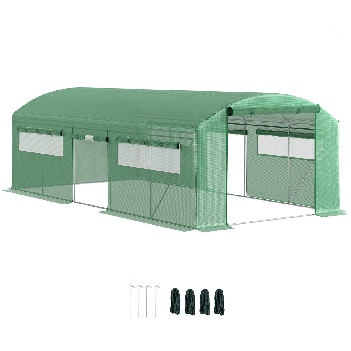 Outsunny Walk-In Polytunnel Greenhouse in Green