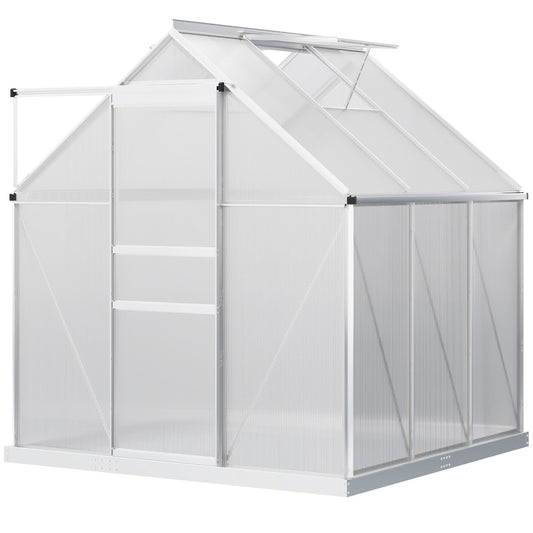 Outsunny Walk-In Polycarbonate Greenhouse in Silver Tone