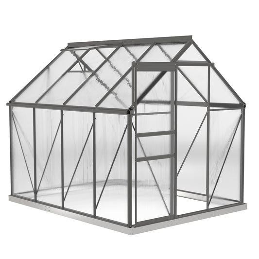 Outsunny Walk-In Polycarbonate Greenhouse in Dark Grey