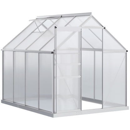 Outsunny Walk-In Polycarbonate Greenhouse in Silver