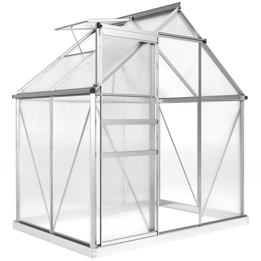 Outsunny Walk-In Polycarbonate Greenhouse in Silver Tone