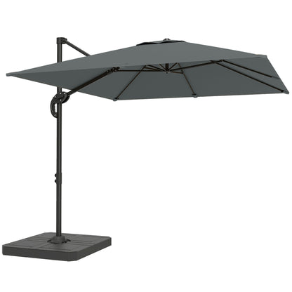 Outsunny Cantilever Parasol with Umbrella Weights in Dark Grey