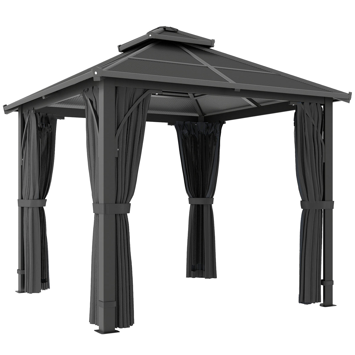 Outsunny Hardtop Gazebo Canopy with 7mm PC Roof in Dark Grey