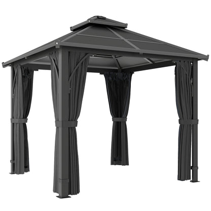 Outsunny Hardtop Gazebo Canopy with 7mm PC Roof in Dark Grey