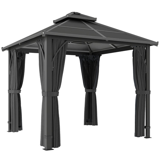 Outsunny Hardtop Gazebo Canopy with 7mm PC Roof in Dark Grey