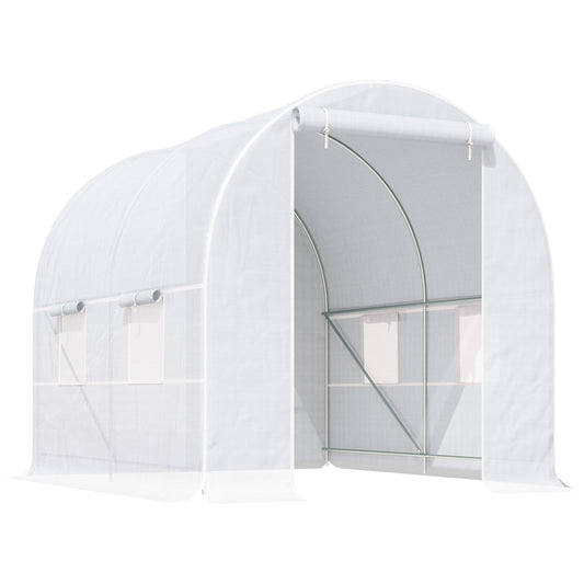 Outsunny Polytunnel Greenhouse in White
