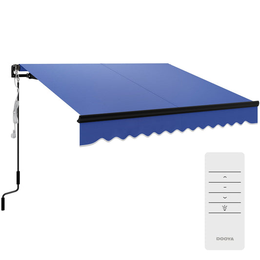 Outsunny Electric Awning with LED Light and Remote Controller in Blue