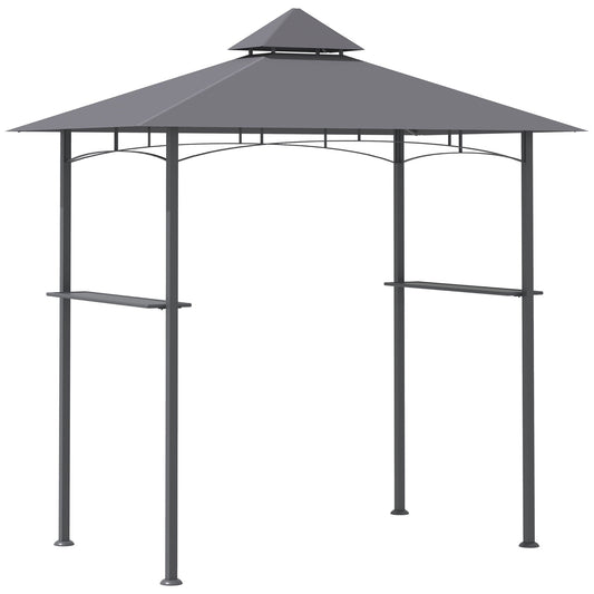 Outsunny 2.5M (8ft) New Double-Tier BBQ Gazebo Grill Canopy Barbecue Tent in Grey