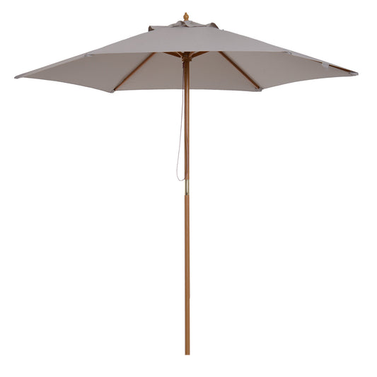 Outsunny 2.5m Wood Garden Parasol in Grey