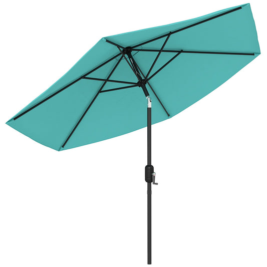 Outsunny 2.6 m Garden Parasol Umbrella with Aluminium Pole in Turquoise