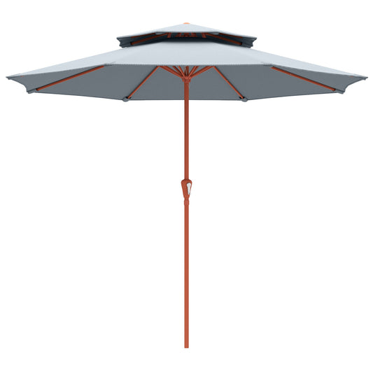 Outsunny 2.7 m Garden Parasol in Light Grey