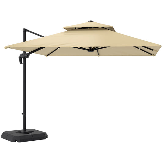 Outsunny Cantilever Parasol with Aluminium Frame in Khaki