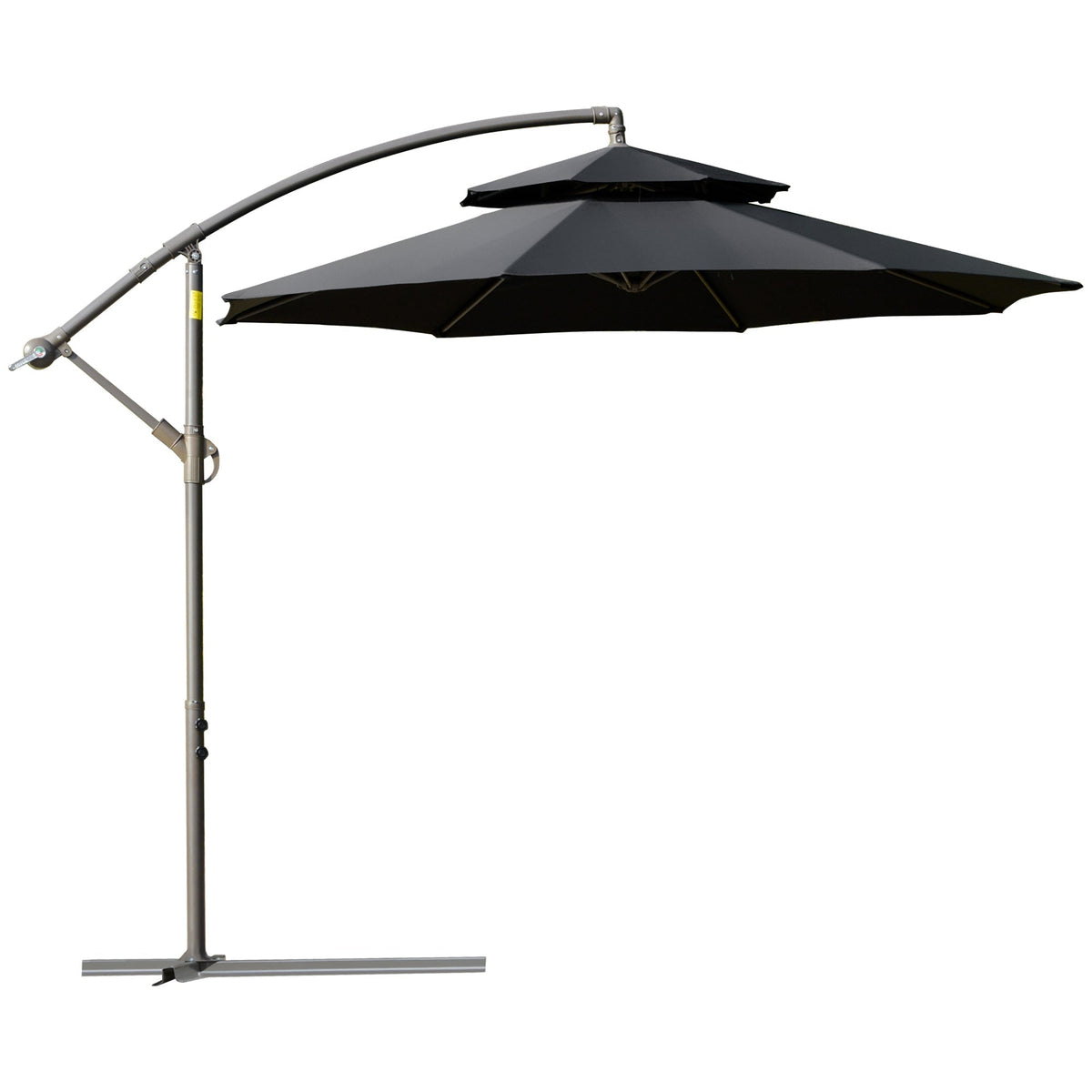 Outsunny 2.7m Banana Parasol Cantilever Umbrella with Crank Handle in Black