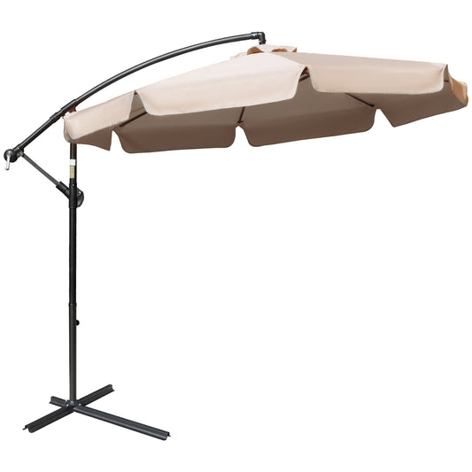 Outsunny 2.7m Cantilever Parasol Banana Sun Umbrella in Light Brown