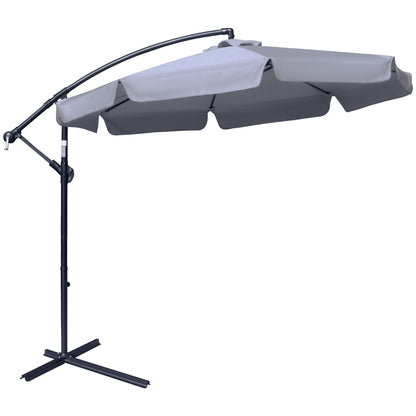 Outsunny 2.7m Garden Banana Parasol Cantilever Umbrella in Dark Grey