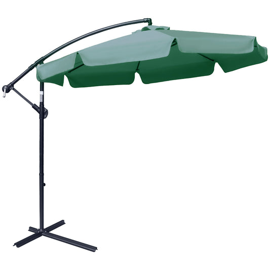 Outsunny 2.7m Garden Parasol Cantilever Umbrella in Green