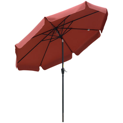 Outsunny 2.7m Patio Parasol Garden Umbrellas in Wine Red
