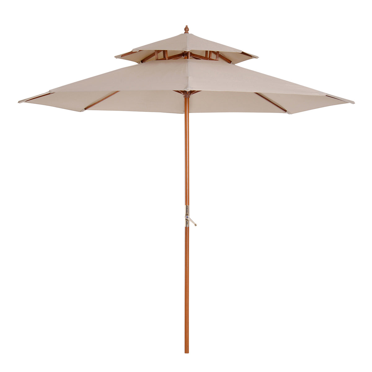 Outsunny 2.7m Wooden Parasol in Beige