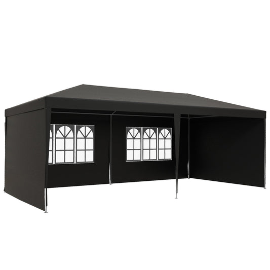 Outsunny Semi-Open Gazebo in Dark Grey