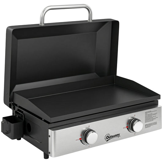 Outsunny 2 Burner Grill Griddle in Black