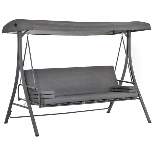 Outsunny 2-in-1 Patio 3 Seater Swing Chair Hammock in Grey