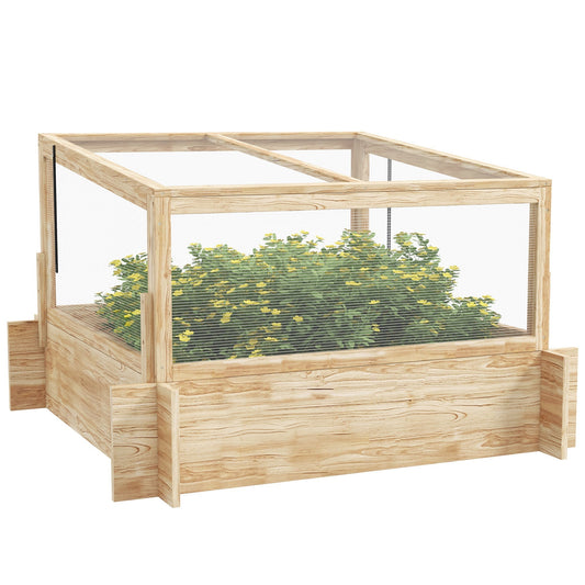 Outsunny 2-In-1 Wooden Greenhouse Planter Box in a Natural Wood Finish
