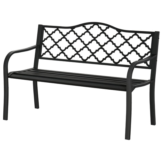 Outsunny 2-Seater Garden Bench Antique Loveseat for Yard in Black
