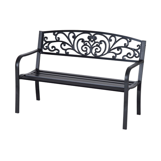Outsunny 2-Seater Garden Bench in Black