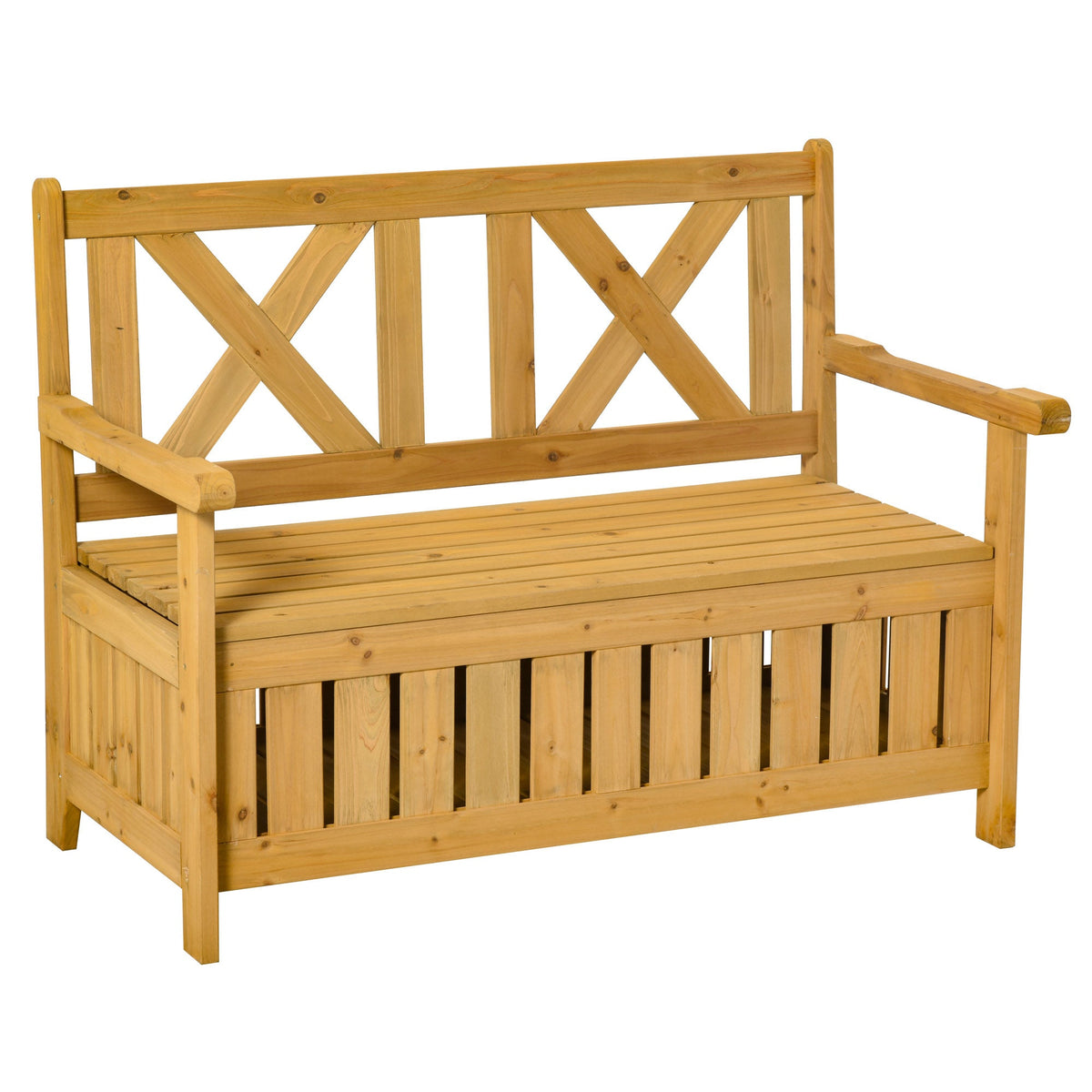 Outsunny 2-Seater Garden Storage Bench in Yellow