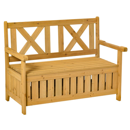 Outsunny 2-Seater Garden Storage Bench in Yellow